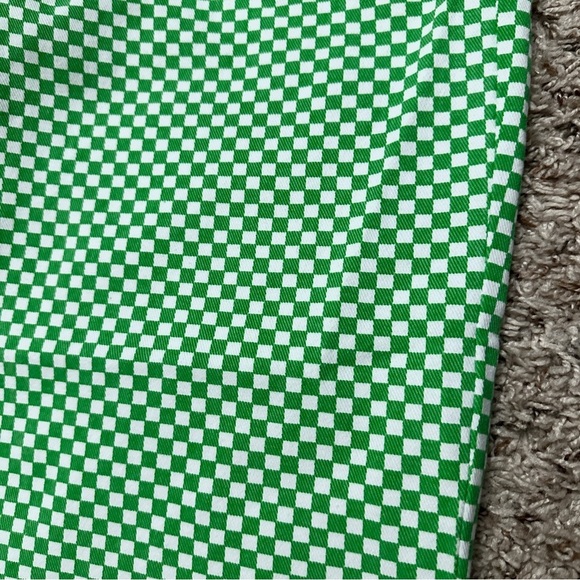 Shekou Green Checkered Straight Leg High Rise Jeans Womens Size Large NWT Preppy - Picture 7 of 16